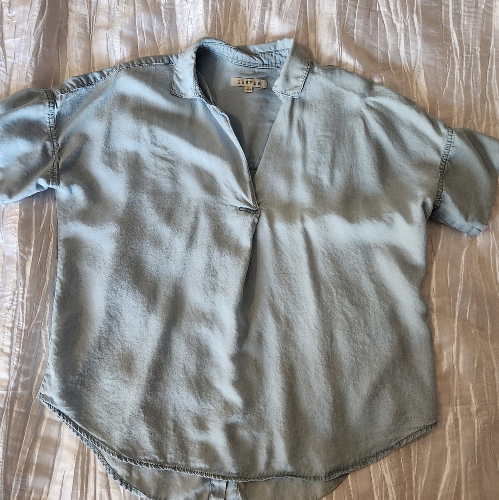 Harper Casual Light Blue Denim Shirt Size Medium